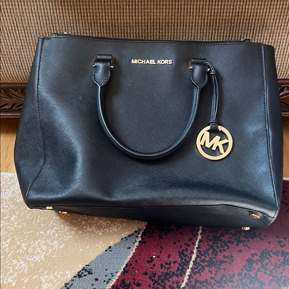 Michael Kors Black Tote with Gold Accents